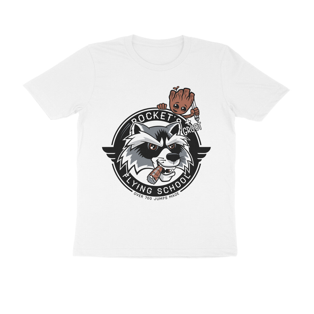 Rocket & Groot Flying School T-Shirt