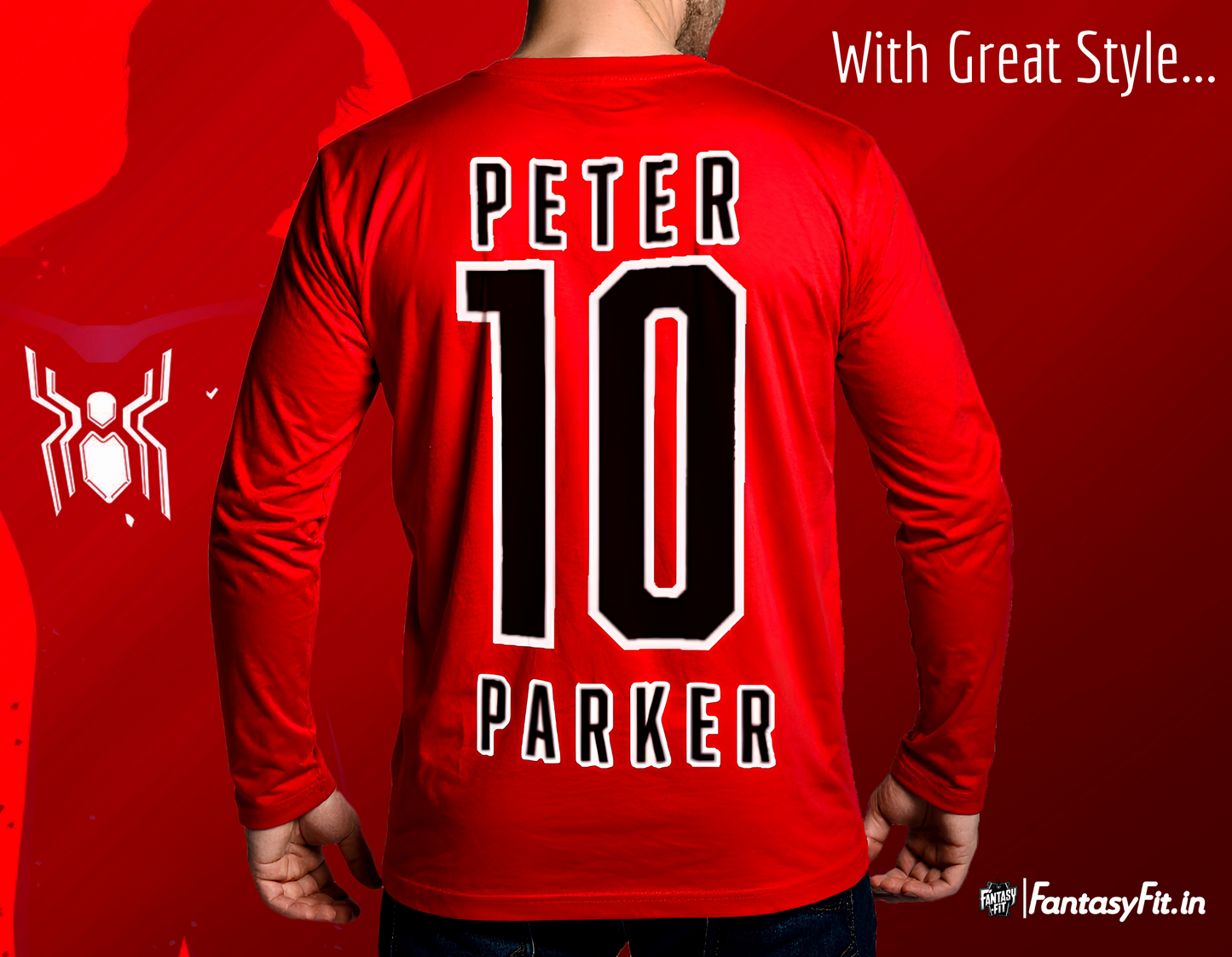 Red Marvel Spider-Man clothing featuring Peter Parker 10 on the back for fans and collectors