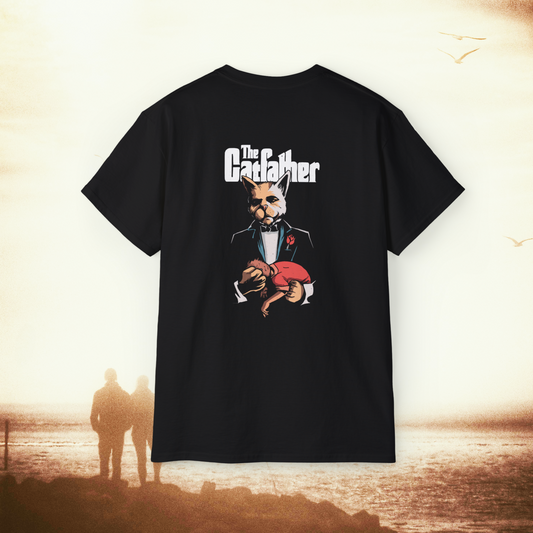 The Catfather: Feline Godfather Back Print Tee