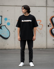 Call of Duty Black Ops oversized t-shirt in black with bold lettering, styled for casual wear