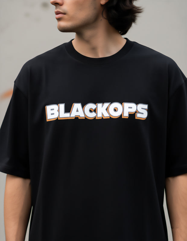 Men's FantasyFit Call of Duty Black Ops oversized t-shirt in black with bold BLACKOPS print
