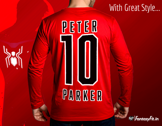 Red Marvel Spider-Man clothing featuring Peter Parker 10 on the back for fans and collectors